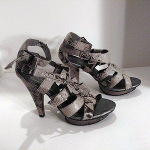 Animal Print Strappy Open Toe Platform Heel